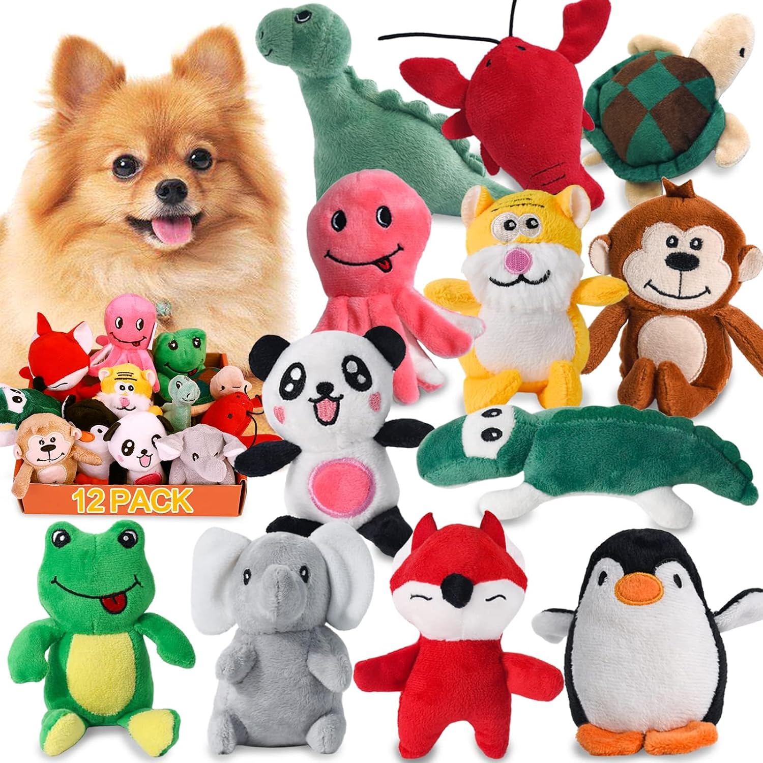 LEGEND SANDY 12-Pack Small Dog Squeaky Toys