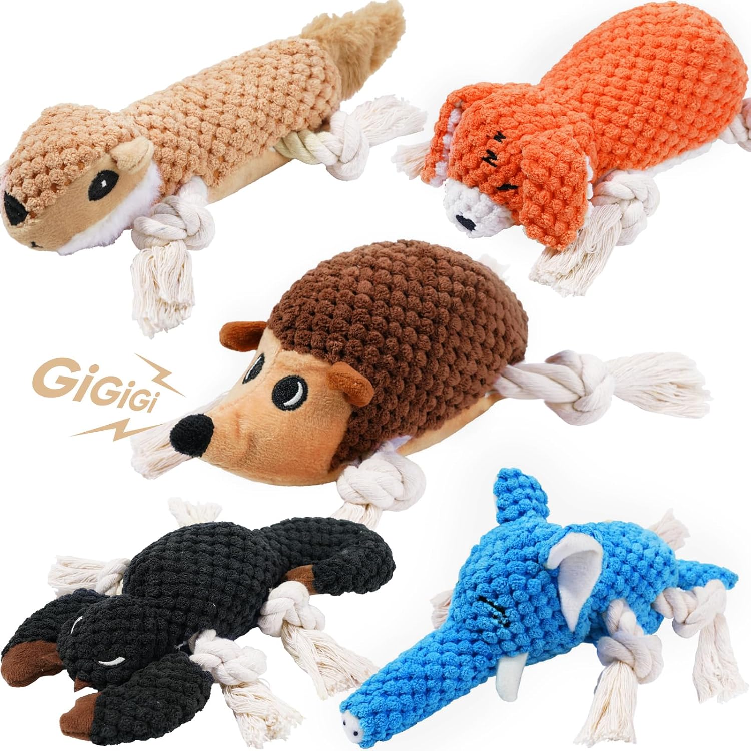 LEGEND SANDY 5-Pack Puppy Squeaky Plush Toys