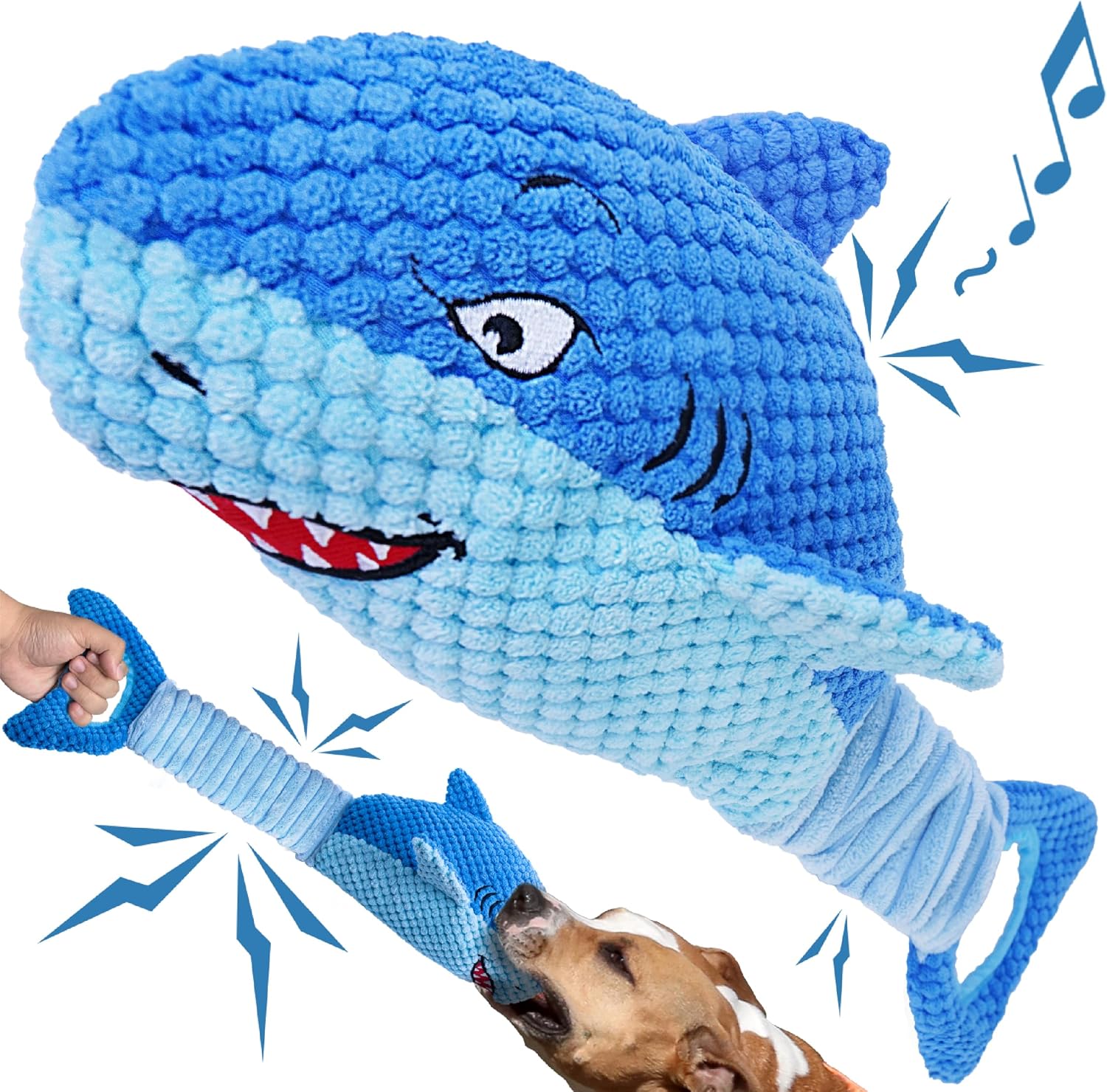 LEGEND SANDY Plush Shark Squeaky Toy for Large Dogs