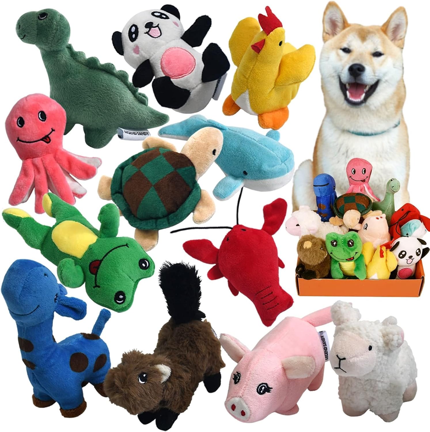 LEGEND SANDY Squeaky Plush Puppy Toy Pack
