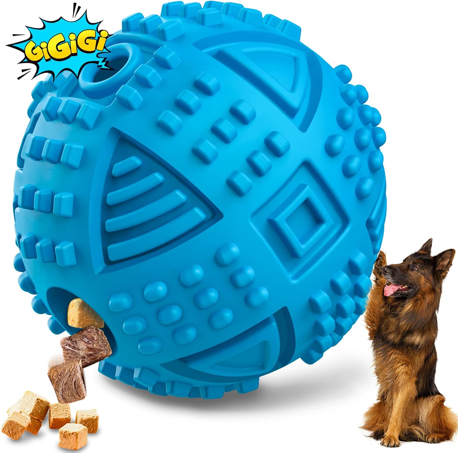 LEGEND SANDY Treat-Dispensing Rubber Dog Ball, Blue